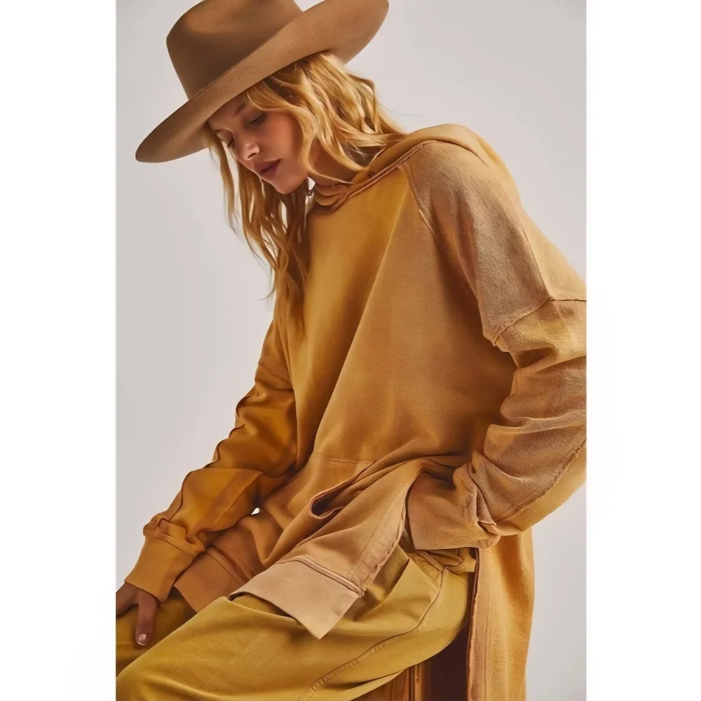 Free People Zoe Oversized Hoodie Golden Yellow Nwot